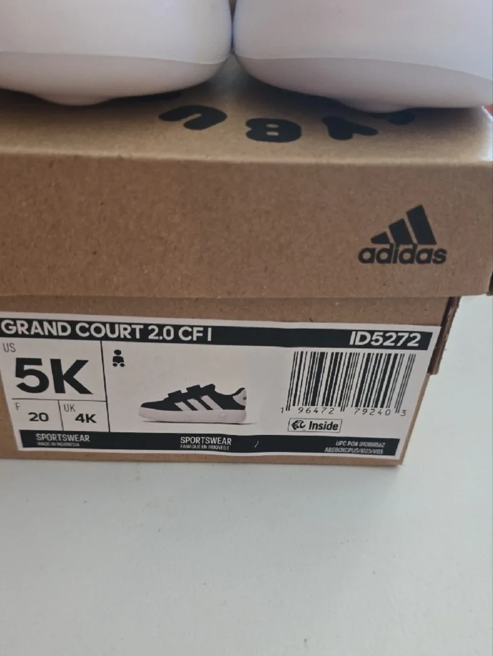 adidas Kids Black and White Velcro Sneakers